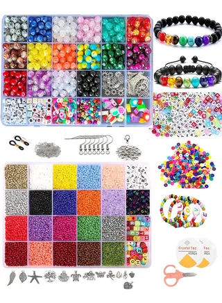 Craft Beads Assorted Kit  DIY Bracelets Jewelry Making 
