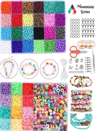 Mega set  Small Craft Beads Assorted Kit with Organizer Box for DIY Bracelets  Jewelry Making 