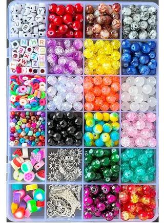 Mega set Small Craft Beads Assorted Kit with Organizer Box and Gemstone and Crystals for DIY Bracelets  Jewelry Making 
