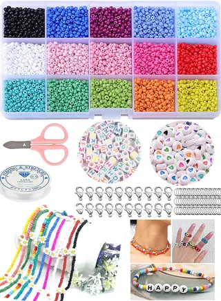 Craft Beads Assorted Kit with Organizer Box for DIY STARTER KIT 