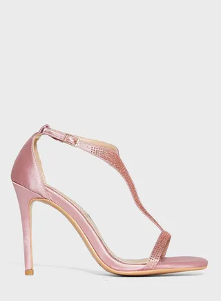 Diamante Detail Ankle Strap Stiletto Sandal 