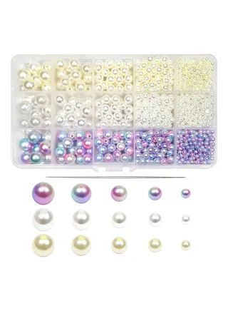 3 Colors Loose Round Pearl Beads Acrylic Beads 1362pcs 