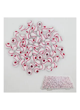 100pcs Acrylic Baseball Beads for Jewelry Making 