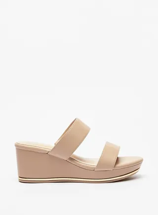 Womens Solid Sandal with Wedge Heels 