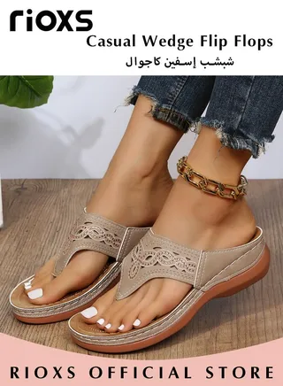Women's Summer Fashion Casual Wedge Flip Flops Slippers with Arch Support Stap Non-slip Platform Sandals for Indoor or Outdoor Use 