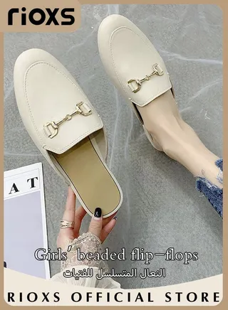 Women's Flat Mules Closed Toe Sandals Fashion Comfortable Slippers Slip-On Backless Mule Shoes 