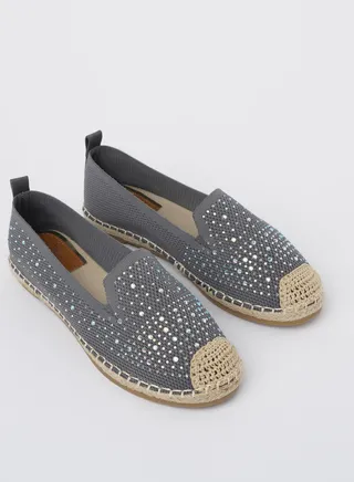JOVE Women's Casual Espadrilles GREY 