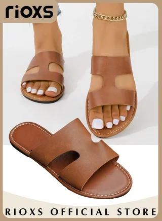 Women's Fashion Slippers Anti-Slip Beach Sandals Comfortable Soft Sole Flat Sandals for Indoor and Outdoor Use 