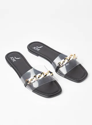 Stylish Party Wear Flat Sandals Clear/Gold 