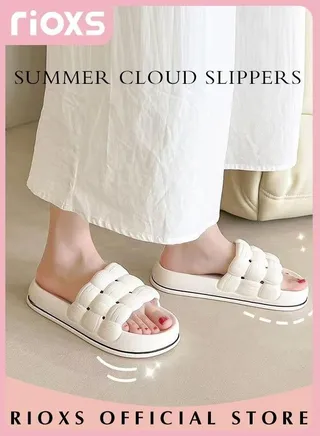 Women's Cloud Slippers Braided Straps Sandals Non-Slip Quick Drying Open Toe Slippers Super Soft Sole Sandals For Outdoor Or Indoor Use 