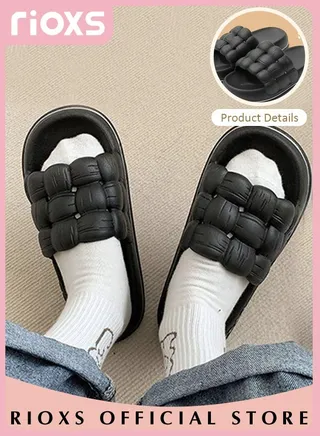 Women's Cloud Slippers Braided Straps Sandals Non-Slip Quick Drying Open Toe Slippers Super Soft Sole Sandals For Outdoor Or Indoor Use 