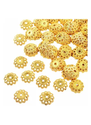 Antique Golden Flower Bead Caps, 11.5mm Spacer Bead Bracelets Necklaces Bead Caps Alloy Bali Style, for DIY Earrings Necklace Jewellery Making Supplies, 200PCS 