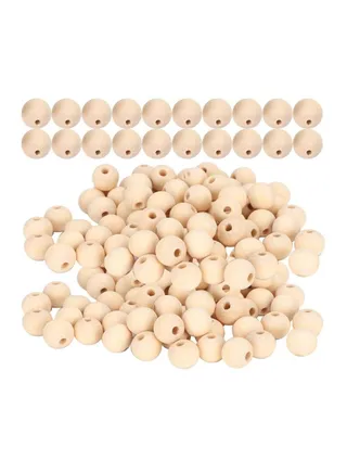 Natural Wooden Beads, Natural Round DIY Wooden Beads, Curtain Beads Rosary Beads for Family Friends Necklaces Necklaces(True color, 16mm-40pcs) 