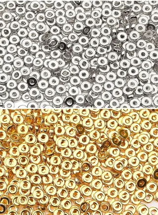 1500 Pieces 6mm Flat Round Spacer Beads, Smooth Bead Making Beads Jewelry Craft Supplies for DIY Bracelets Necklaces Earrings Etc. (gold, Silver) 