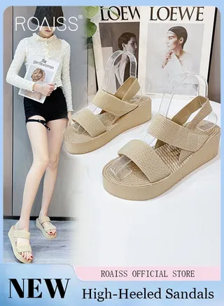 Wedge Sandals for Women Comfortable Open Toe Sandals Casual Summer Buckle Open Toe Ankle Strap Platform Sandals Platform Wedge Heels Sandals Rubber Sole Shoes 