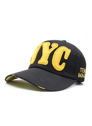 Peaked Snapback Cap Black/Yellow 