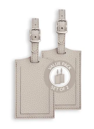 Leather Luggage Tags Set of 2 (Cream) 