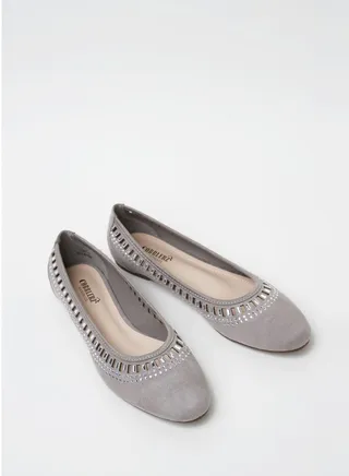 Flats Cut-Out Detail Ballerina Grey 