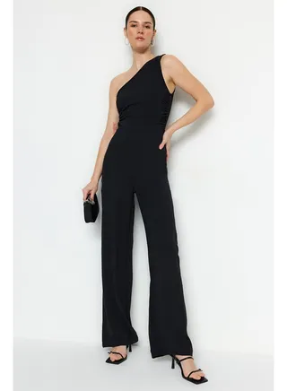 Black Maxi Woven Jumpsuit TWOSS23TU00078 