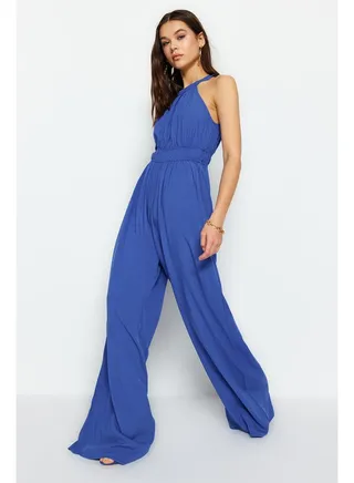 Indigo Ruffle Detailed Woven Jumpsuit TWOSS23TU00121 