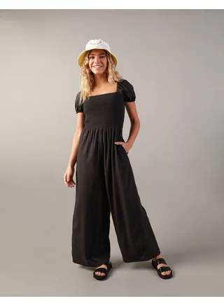 AE Smocked Puff Sleeve Jumpsuit 