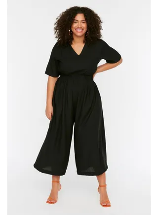 Black Waist Detailed Jumpsuit TBBSS22BG0017 