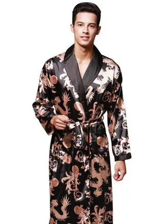 Allover Print Robe Black 