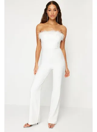 White Wide Leg Woven Otrish Jumpsuit TPRSS24TU00006 
