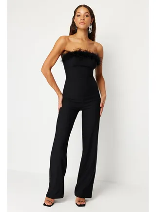 Black Wide Leg Woven Otrish Jumpsuit TPRSS24TU00006 