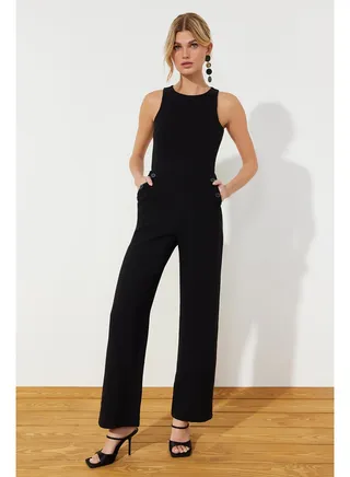 Black Woven Overalls TWOSS24TU00013 