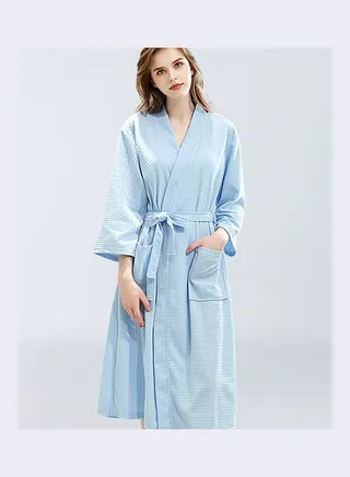 Pocket Detail Night Robe Blue 