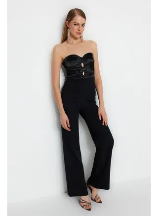 Black Woven Overalls TPRSS23TU00021 