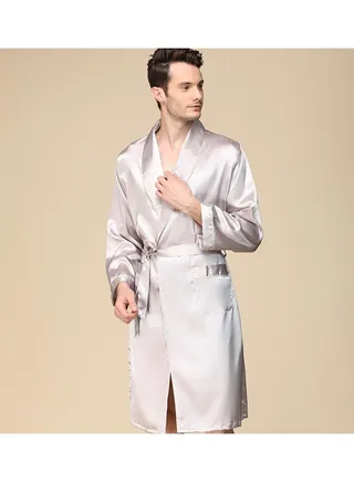 Solid Color Pyjama Robe Silver 