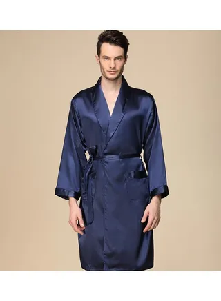 Printed Silk Robe Blue 
