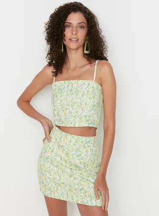 Floral Print High Waist Skirt