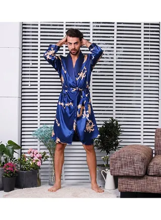 Printed Pyjama Robe Blue 