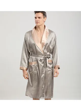 Printed Pyjama Robe Khaki 