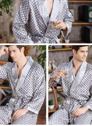 Printed Pyjama Robe Silver 