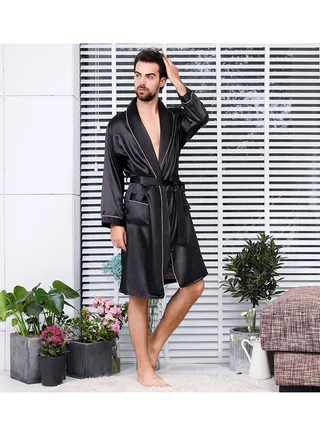Printed Pyjama Robe Black 