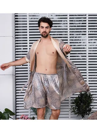 Printed Pyjama Robe Gold 
