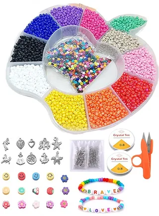 Craft Beads Assorted Kit with Organizer Box for DIY Jewelry Making 