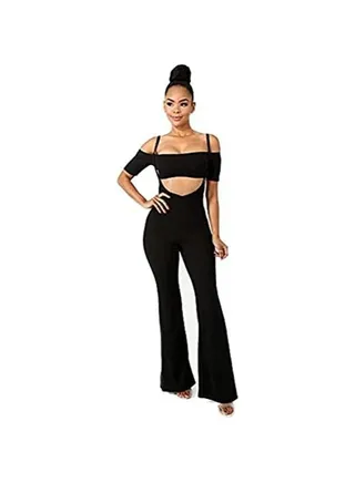 Women's jumpsuit with straps, open from the chest and back 