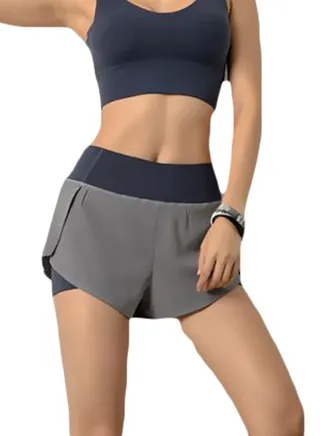 Solid Polyester Shorts Grey/Blue 