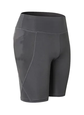 High Waist Pocket Detail Workout Shorts Dark gray 