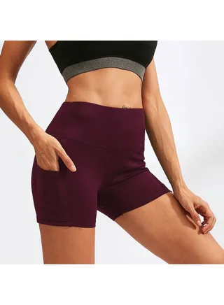 High Waist Running Workout Shorts Purple 
