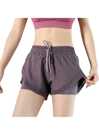 Solid Pattern Sports Wear High-Rise Shorts Purple 