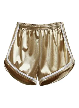 High Waist Shorts Gold/White 