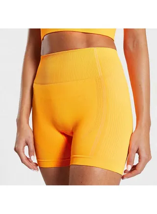 High Waist Running Shorts Pants Orange 