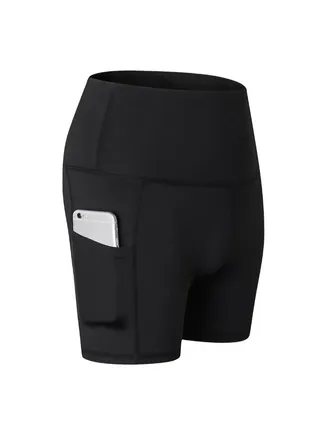 High Waist Workout Pocket Shorts Black 