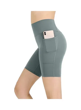 High Waist Pocket Sports Shorts Green 